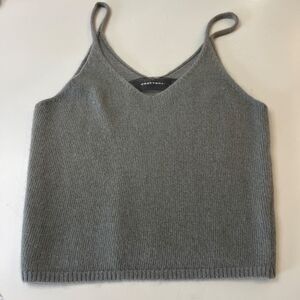 Code x Mode Women's Angora Fuzzy Knit V-Neck Crop Sweater Tank Gray Size Small